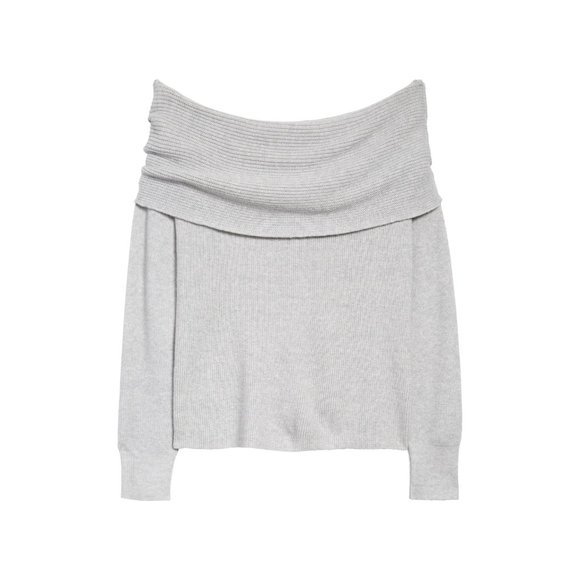LEITH Off the Shoulder Sweater in Grey - Medium - Picture 2 of 2